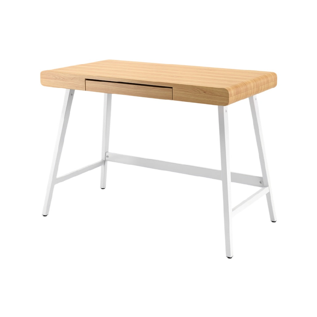 Modern bureau van hout met lade en metalen poten