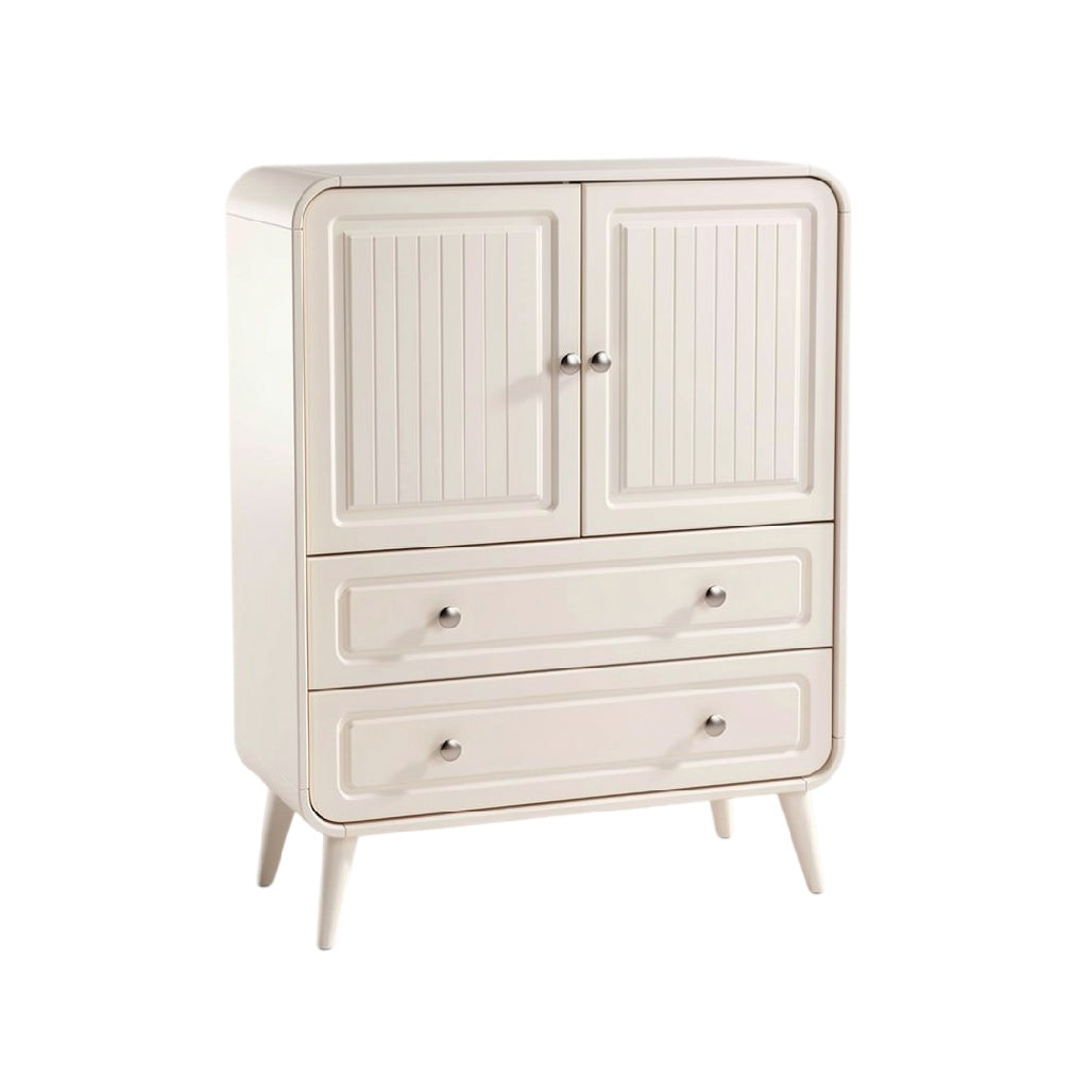 Wit Retro Kast met Twee Deuren en Twee Lades
