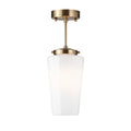 Hedendaagse Hanglamp met Oudgouden Afwerking en Witte Glazen Schaduw