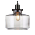 Moderne glazen hanglamp met industrieel ontwerp