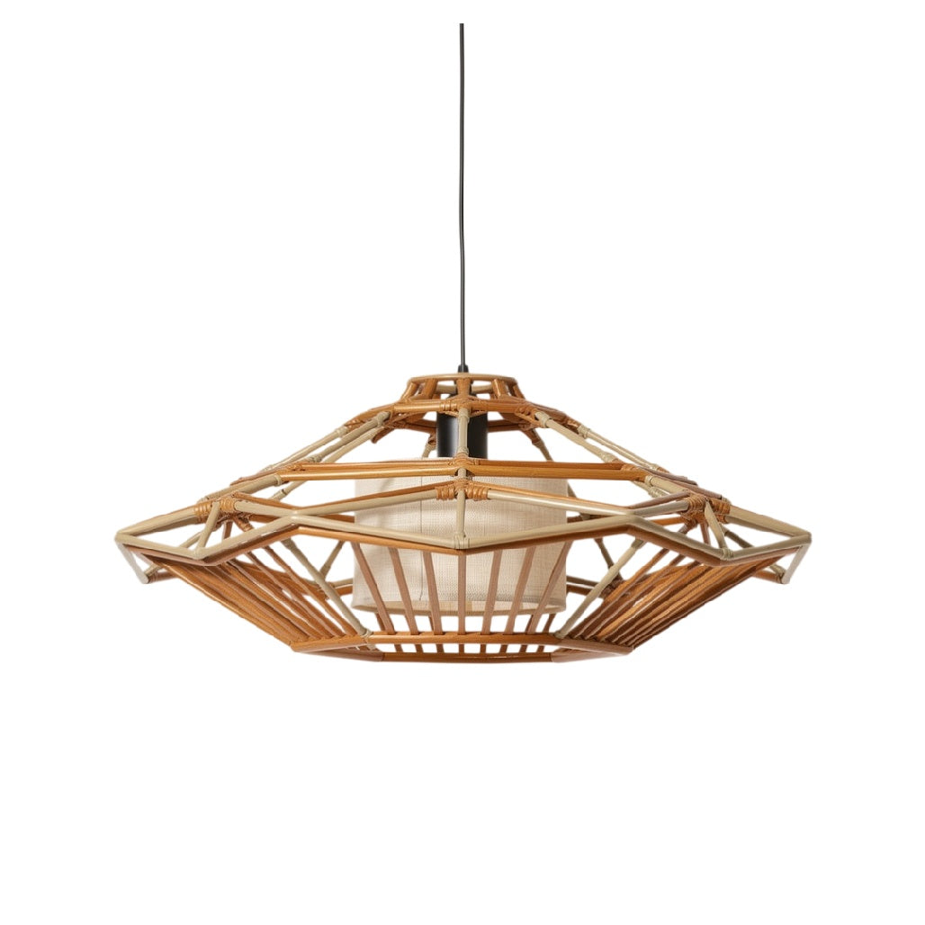 Vlechtwerk Hanglamp van Hout met Elegante Lichtelementen