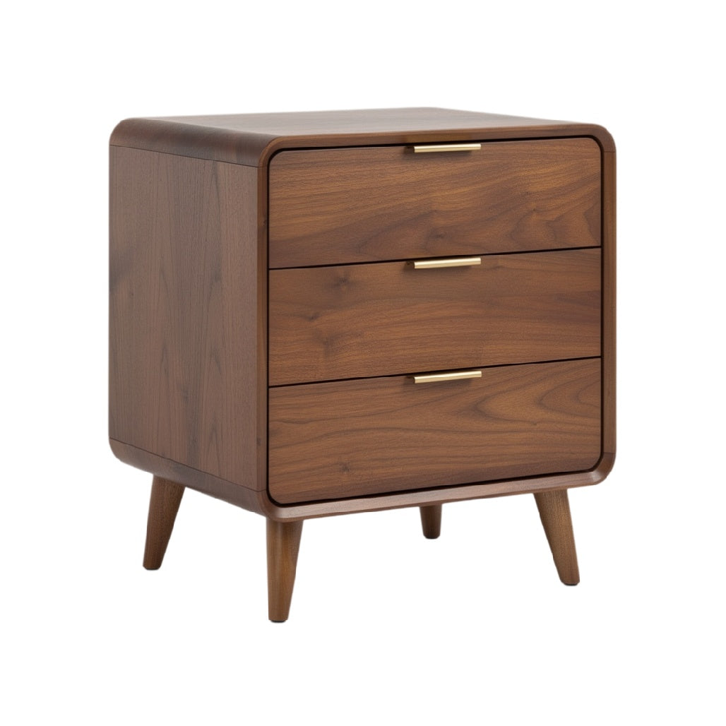 Modern houten nachtkastje met drie lades