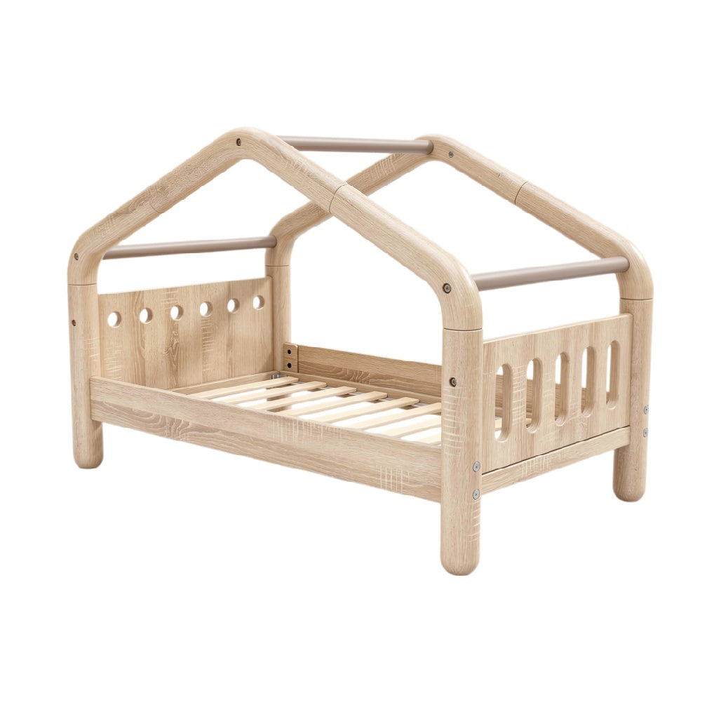 Houten Kinderbed met Huisvormig Ontwerp en Open Strakke Lijnen